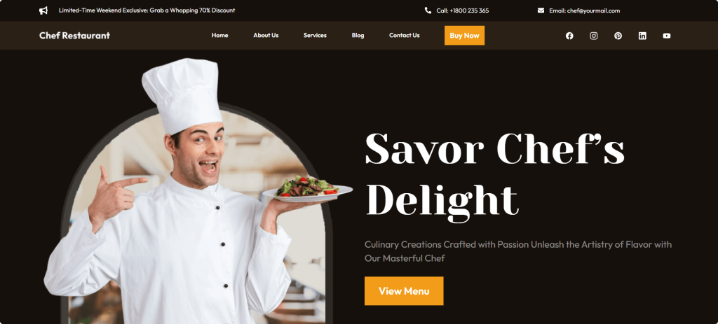 Restaurant Chef, Top WordPress restaurent theme, Themeshape